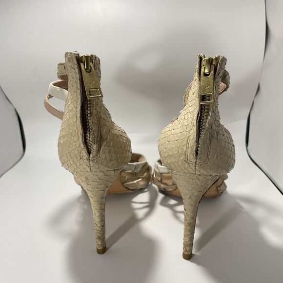 Joie Snakeskin Embossed Strappy High Heel Sandals Beige Multi Size 40 (US 9.5-10 - Picture 4 of 9
